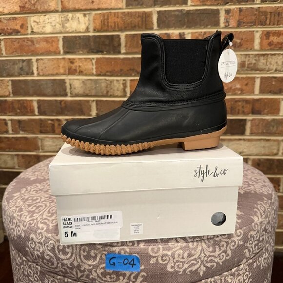 Style & Co. Womens Harlii Faux Leather Pull-on Ankle Boots Black Size 5 Medium - Picture 4 of 4